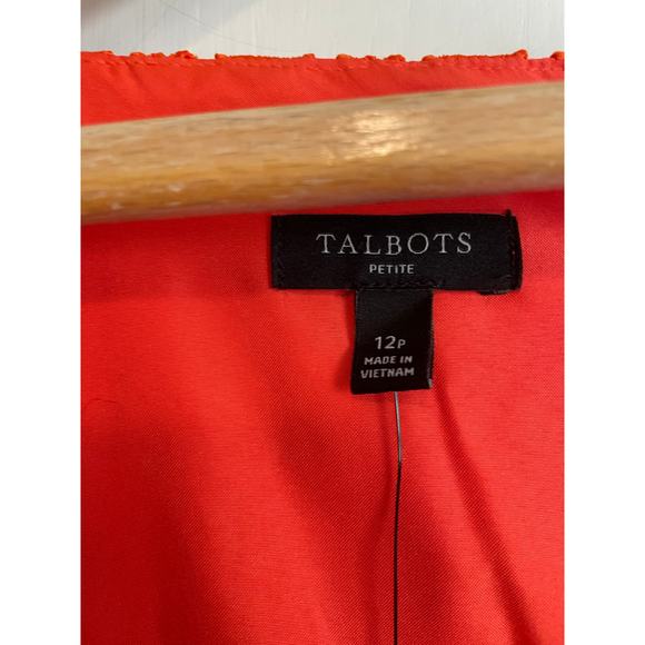 Talbots Lace Fit & Flare Dress orange pockets short sleeve square neckline 12p - Picture 5 of 8